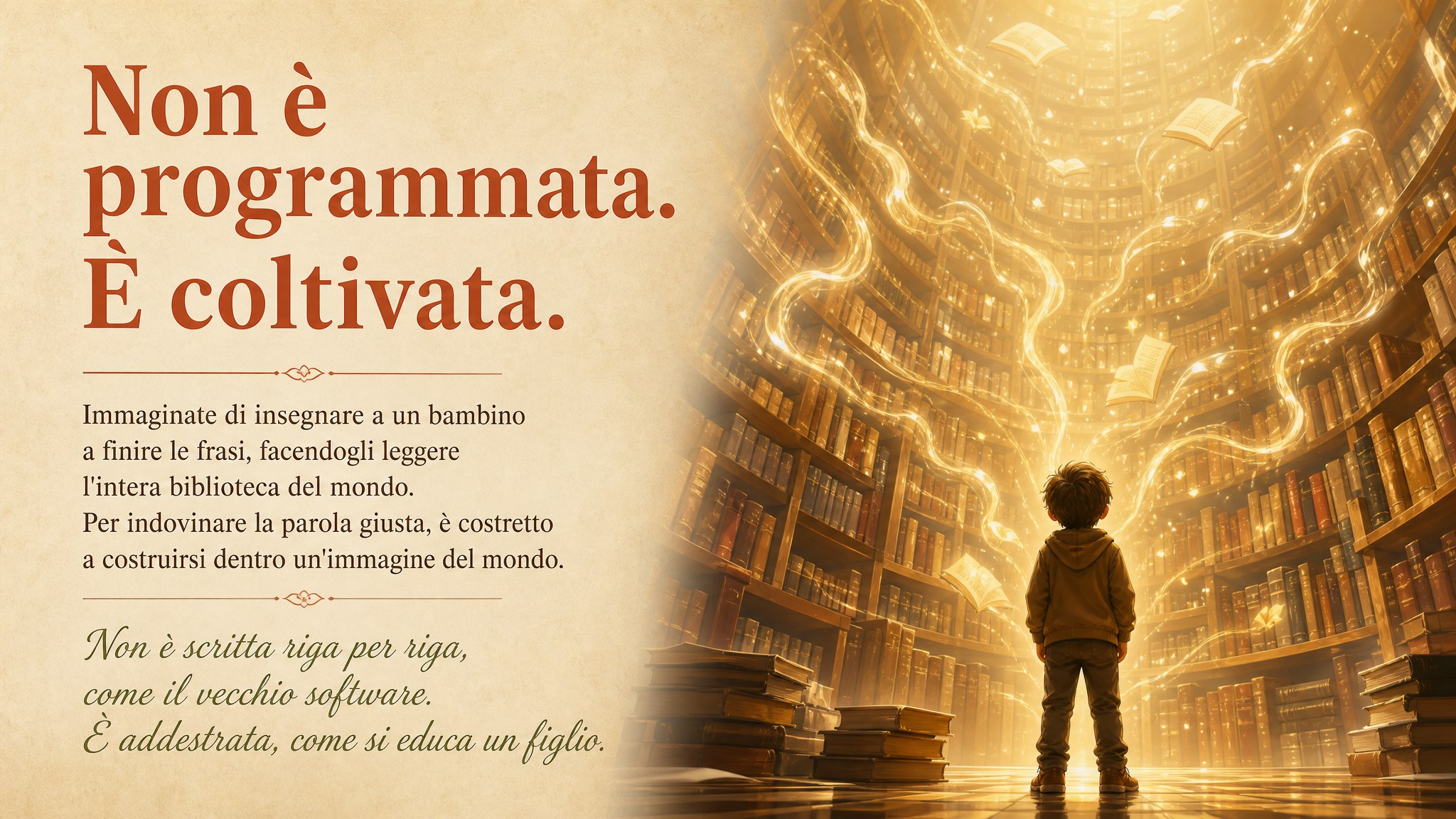 Non è programmata. È coltivata.