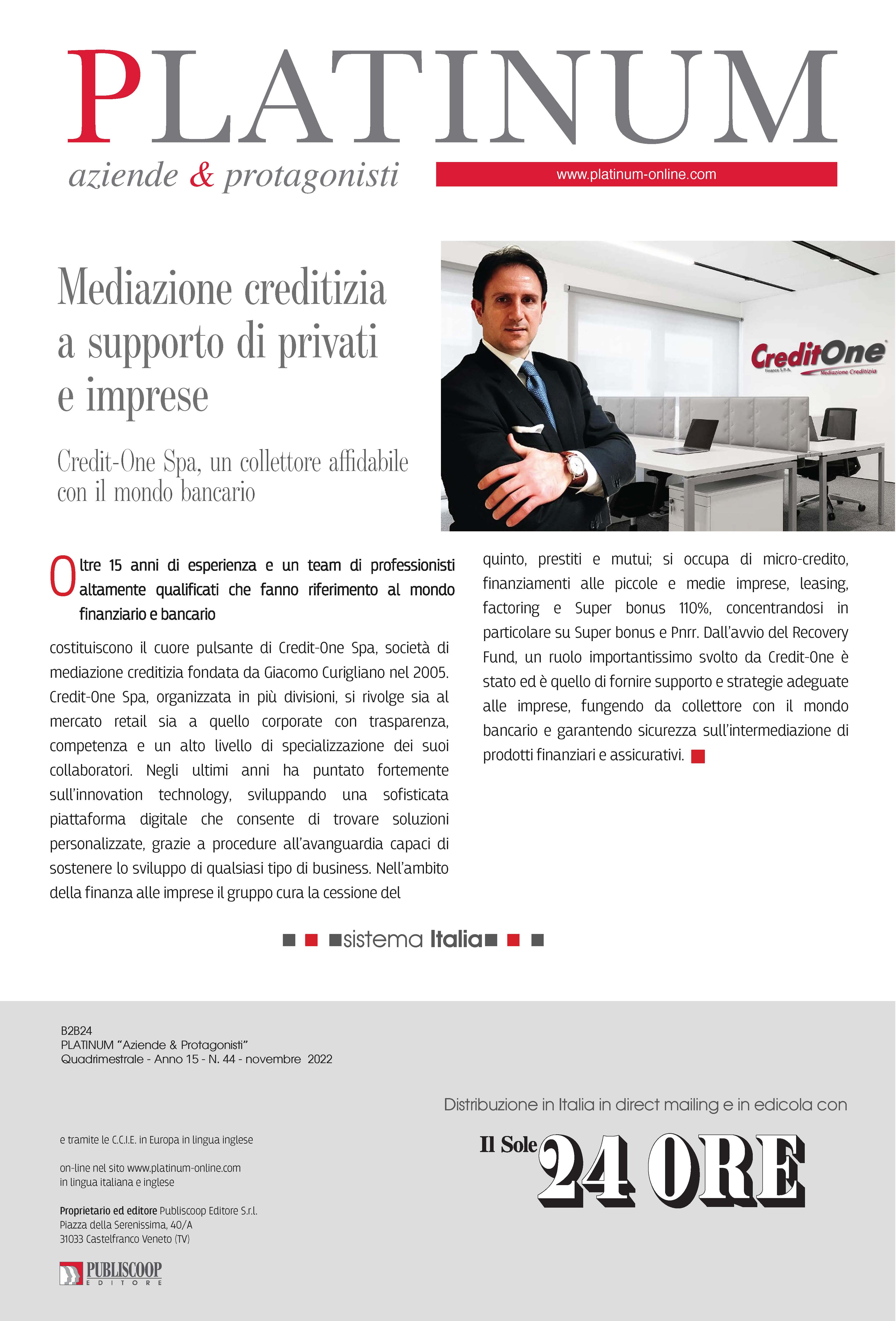 Platinum — Aziende & Protagonisti — Mediazione creditizia a supporto di privati e imprese