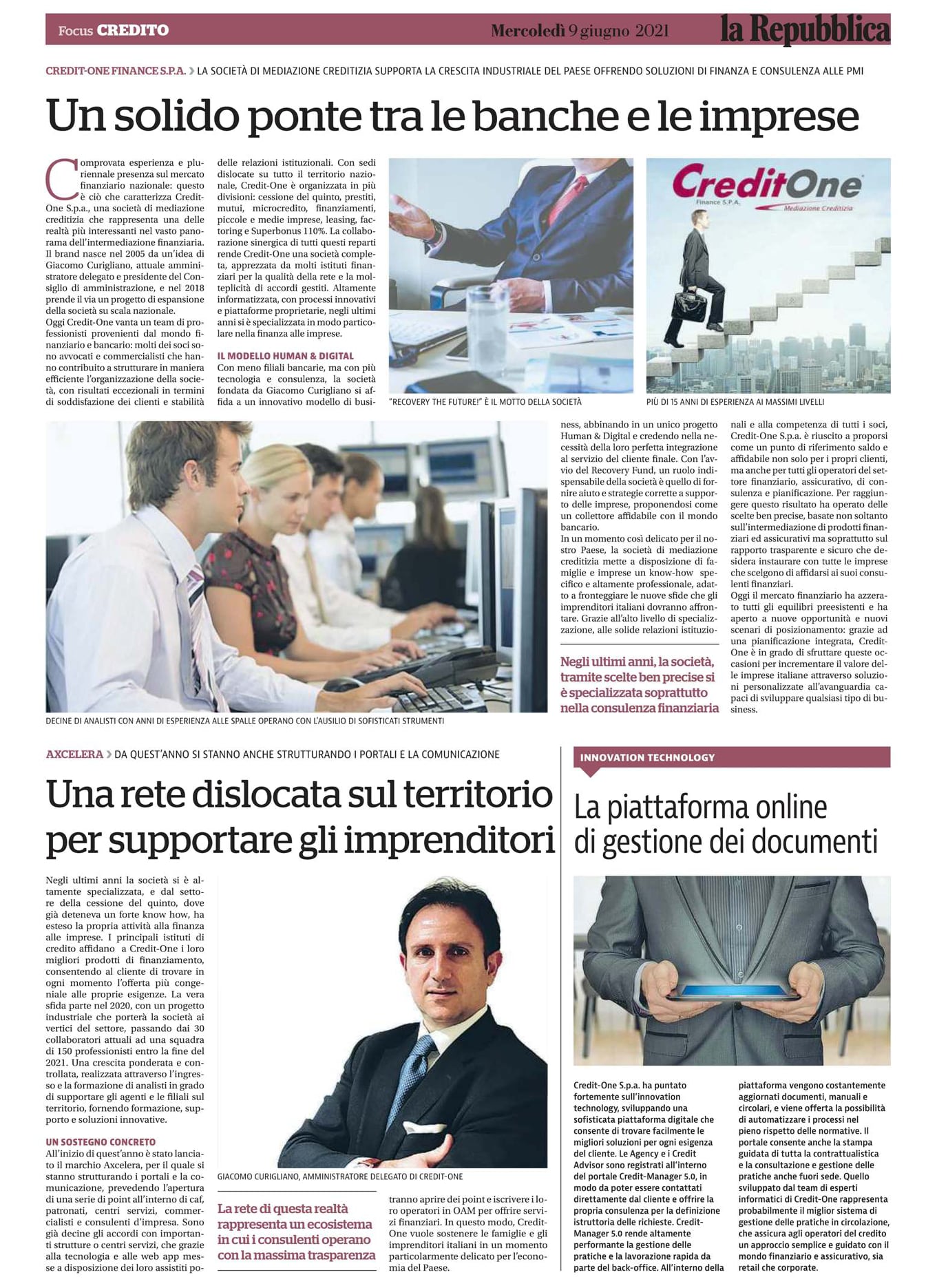 la Repubblica — Un solido ponte tra le banche e le imprese